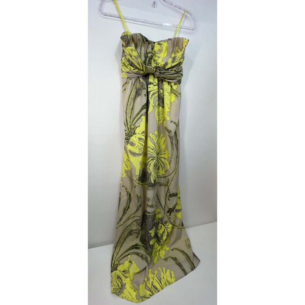 Jessica Simpson Yellow Tropical Floral Long Gown Wedding/Dance Womens Sz 8